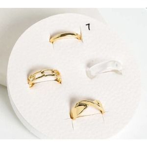 Set of 4 Gold and Acrylic Rings Size 7